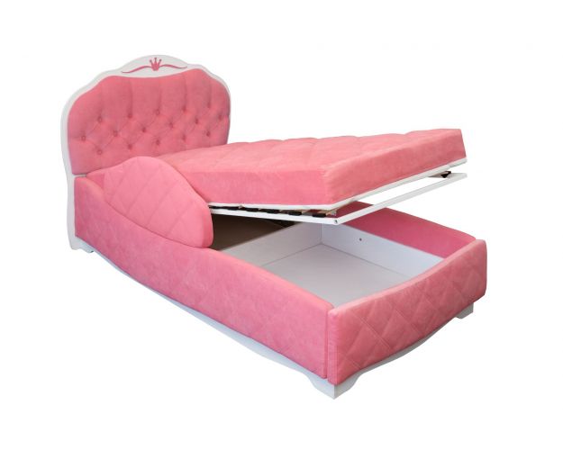 Кровать 190 Гармония Lux 36 Розовый (мягкий бортик)