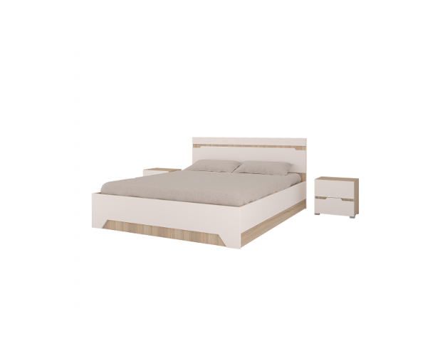 Спальня (кровать + тумба прикроватная 2 шт) Анталия (Сонома/Белый)