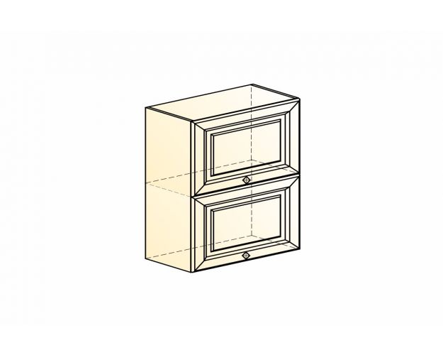 Монако Шкаф навесной L600 Н720 (2 дв. гл. гориз./Белый/Айвори матовый)