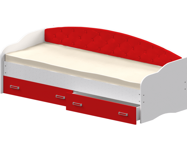 Кровать Софа-7 с мягкой спинкой (800х2000) Белый/Красный