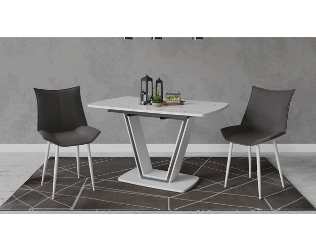 Стол обеденный Дели тип 1 белый глянец / белый мрамор Стол обеденный Дели тип 1 белый глянец / белый мрамор