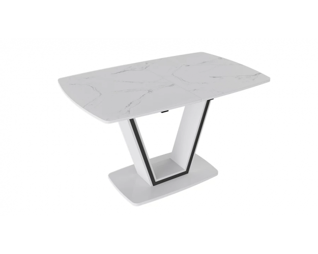 Стол обеденный Дели тип 1 белый глянец / белый мрамор Стол обеденный Дели тип 1 белый глянец / белый мрамор