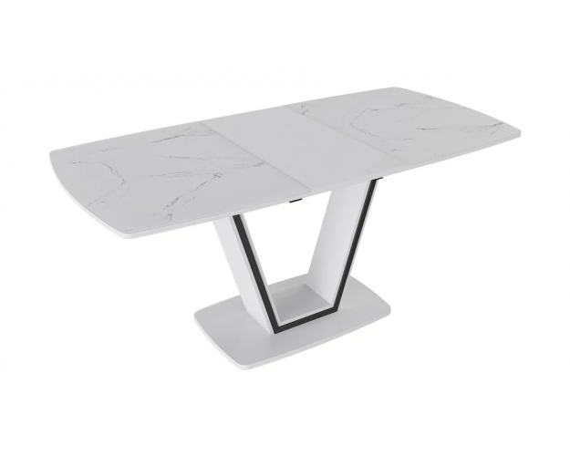 Стол обеденный Дели тип 1 белый глянец / белый мрамор Стол обеденный Дели тип 1 белый глянец / белый мрамор