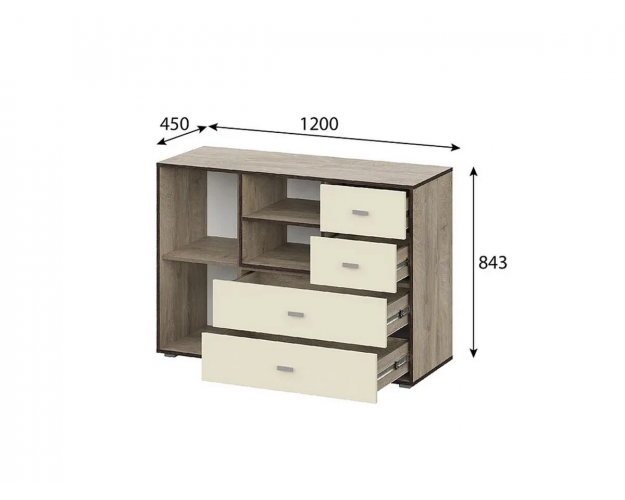 Комод 1200 Этна дуб эндгрей / алебастр